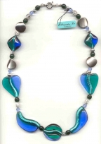 Blue and Green Murano Glass Long Necklace